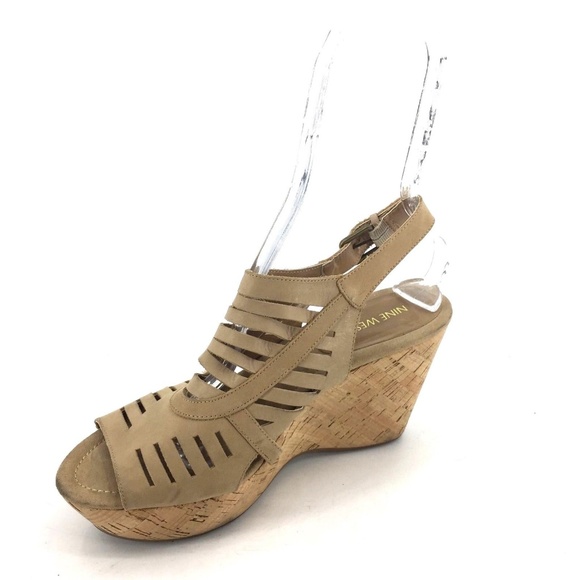 Nine West Shoes - Nine West Cork Wedges Size 9.5 Beige Tan Strappy